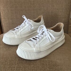Jil Sander White Leather Platform Sneakers